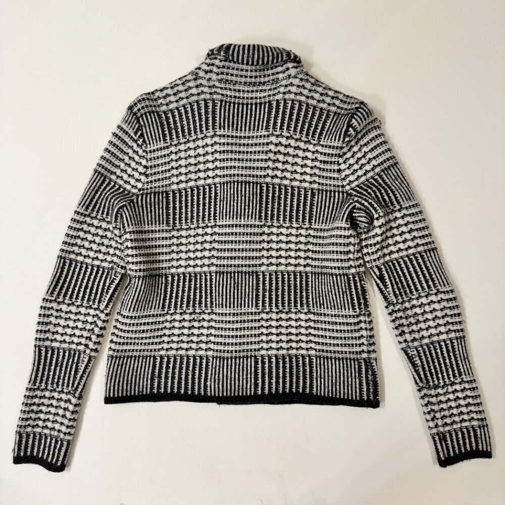 Loft - Wool Blend Patchwork Knit Sweater Jacket I… - image 2